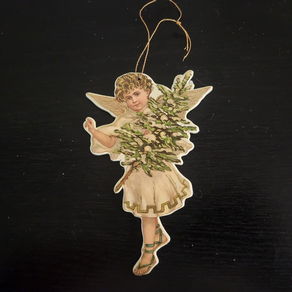 Angel Little Boy Christmas Tree Ornament Vintage Paper